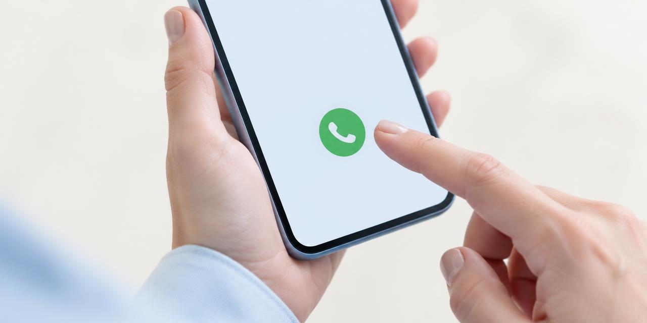 Person choosing to initiate a phone call.
